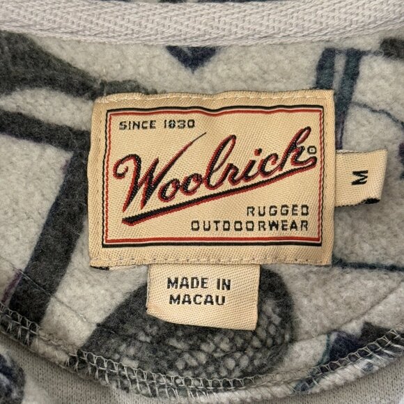 Vintage Woolrich Button-Up Flannel Shirt Fishing Print Size M Shacket Grey - Picture 3 of 6